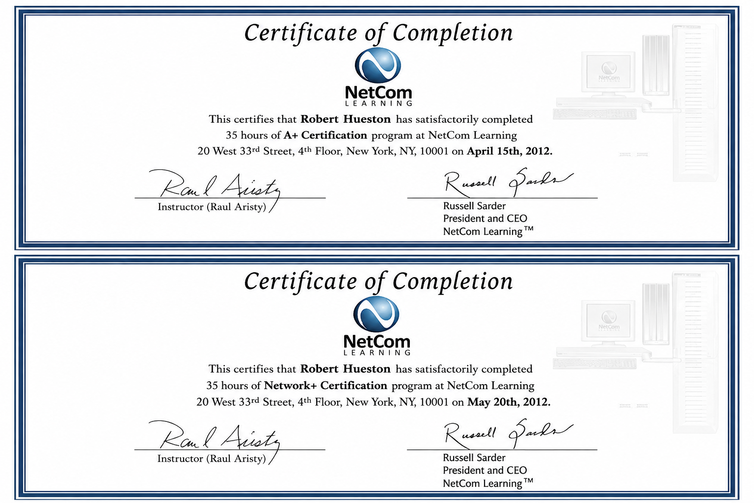 A+ and Network+ Technical Training Certificates — NetCom Learning